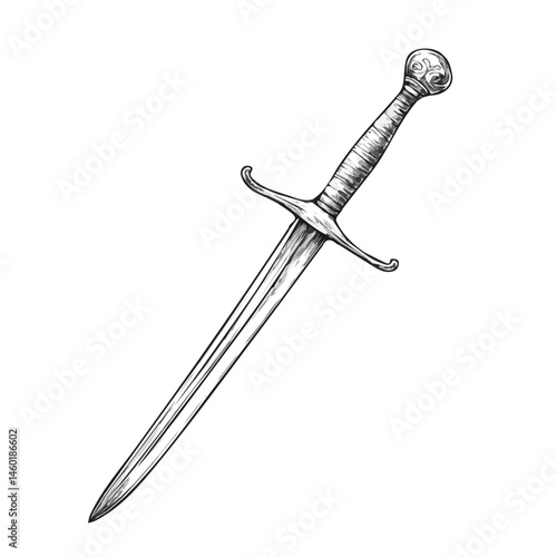 Fencing Sword 2D flat vector illustration, isolated on a white background.