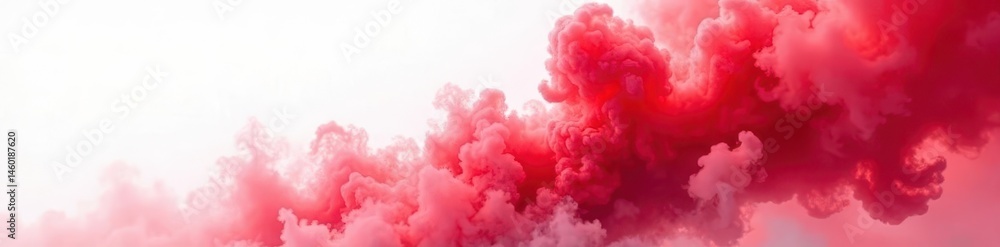 Fototapeta premium Crimson smoke plume billows, stark white backdrop , photography, intense, white