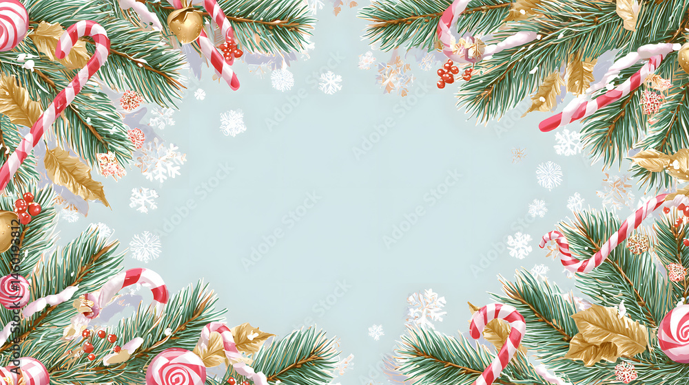 Cozy Christmas Pastel Illustration Festive Border Design