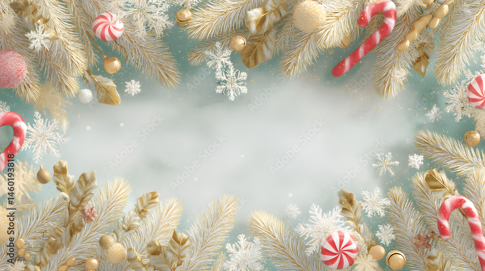 Cozy Christmas Scene Pastel Illustration with Festive Decorations