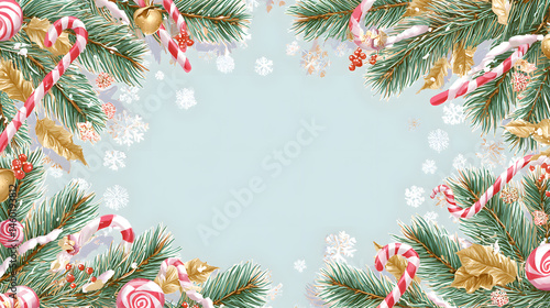 Obraz na płótnie Cozy Christmas Pastel Illustration Festive Border Design w salonie