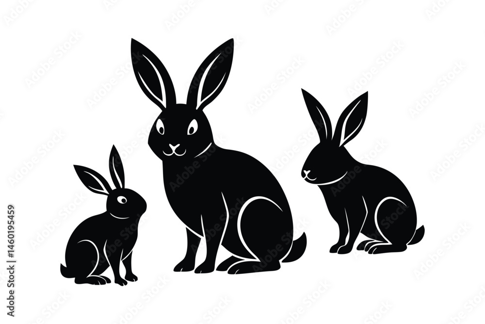 Rabbit Silhouettes Bundle Vector Art Design Rabbit Silhouettes Bundle Vector Art Design