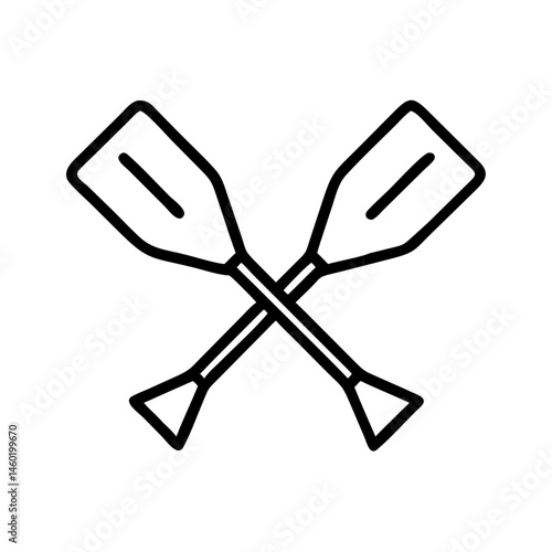 Crossed rowing oars in minimalist style on white background  
