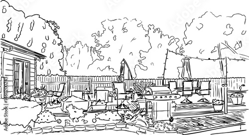 Backyard Ink Sketch