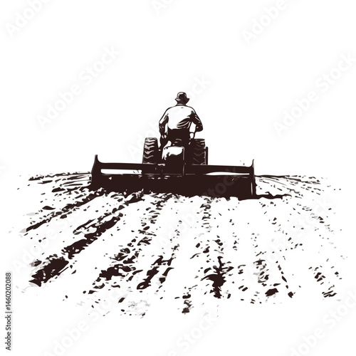 2D flat Plowing vector illustration, isolated on a white background.