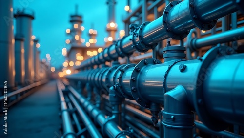 Complex Network of Industrial Piping in a Modern Processing Plant