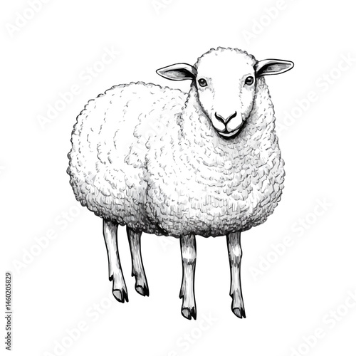 2D flat Sheep vector illustration, isolated on a white background.