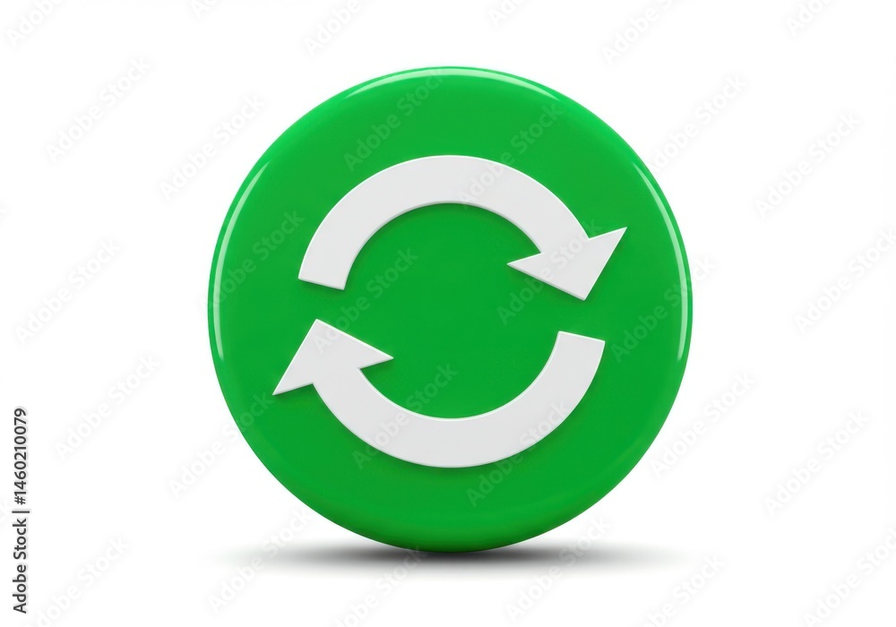 A vibrant emerald circle showcasing a prominent refresh icon in a clean design A vibrant emerald circle showcasing a prominent refresh icon in a clean design