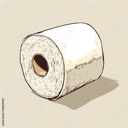 2D flat vector illustration of Toilet Paper Roll, isolated on a white background.
