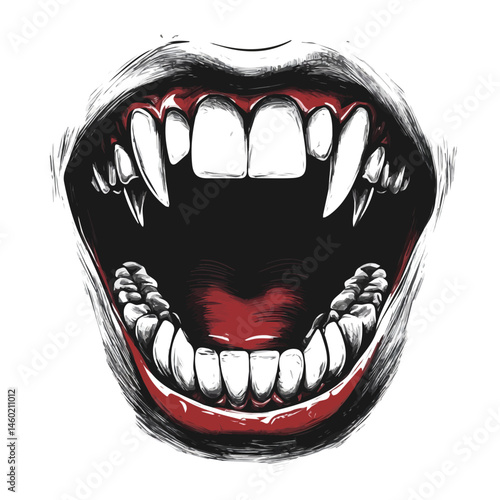 2D flat Vampire Teeth vector illustration, isolated on a white background.