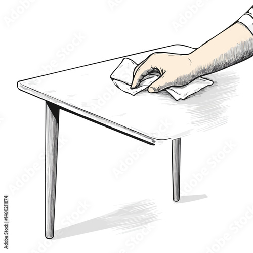 2D flat vector illustration of Wiping Table, isolated on a white background.