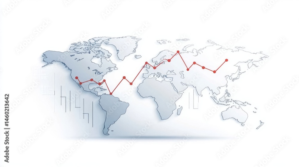 Naklejka premium Globalization and Currency Exchange: The Impact of Fluctuating Rates on International Trade and Market Strategies - Photo Stock Concept with Left-Side Empty Space