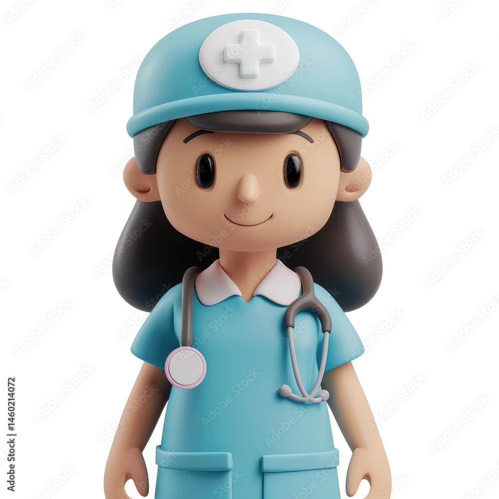 Friendly cartoon nurse character in medical uniform. Friendly cartoon nurse character in medical uniform.