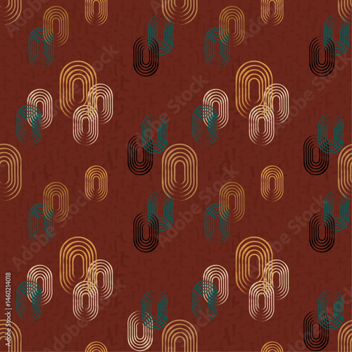 seamless abstract pattern with ellipses grunge texture geometrical retro template warm earth tones minimalism vector illustration