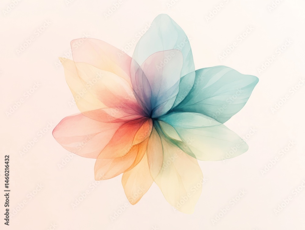 Fototapeta premium Abstract multicolor watercolor flower on light background 