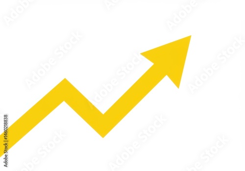 A yellow arrow pointing up and to the right on a white background