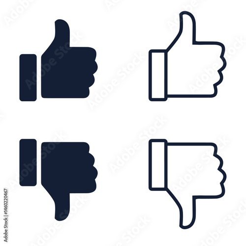 Like and dislike icon vector. Social media thumb up down
