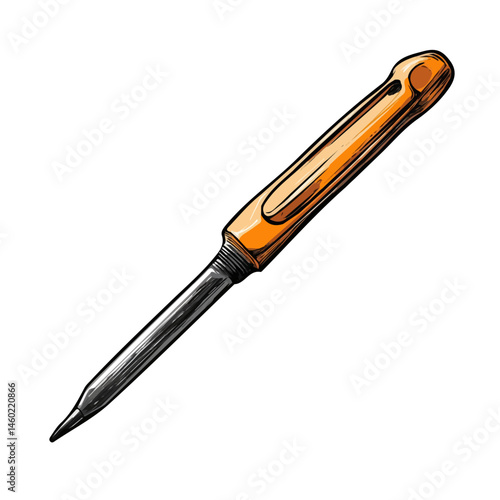 2D flat vector illustration of Screwdriver, isolated on a white background.