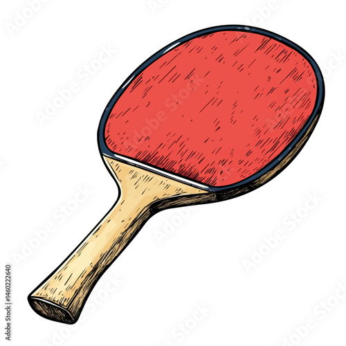 Ping Pong Paddle 2D flat vector illustration, isolated on a white background.