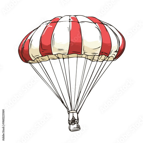Parachute 2D flat vector illustration, isolated on a white background.