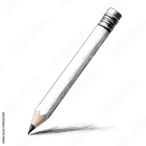 2D flat Pencil vector illustration, isolated on a white background.