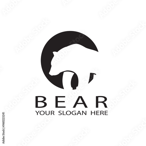 black icon of bear silhouette isolated on white background
