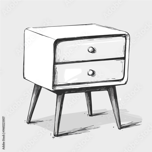 2D flat Nightstand vector illustration, isolated on a white background.