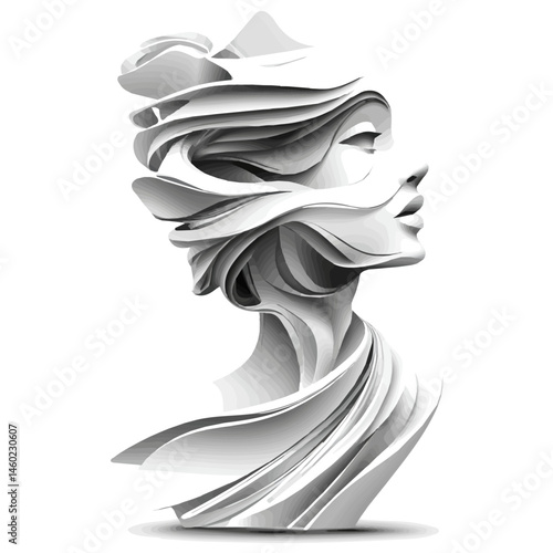 Decorative Sculpture 2D flat vector illustration, isolated on a white background.