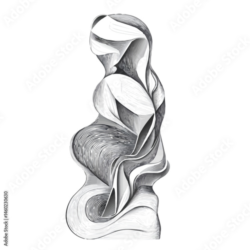 Decorative Sculpture 2D flat vector illustration, isolated on a white background.