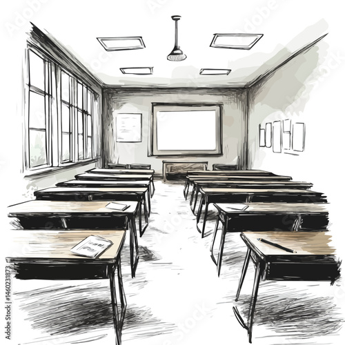 2D flat vector illustration of Classroom Poster With Rules, isolated on a white background.