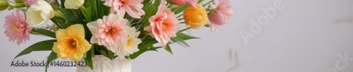 Wallpaper Mural Elegant spring flower bouquet Easter centerpiece, pastel colors, white vase , floral arrangement, table setting, Easter decorations Torontodigital.ca
