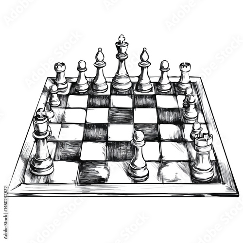 2D flat Chess Board vector illustration, isolated on a white background.