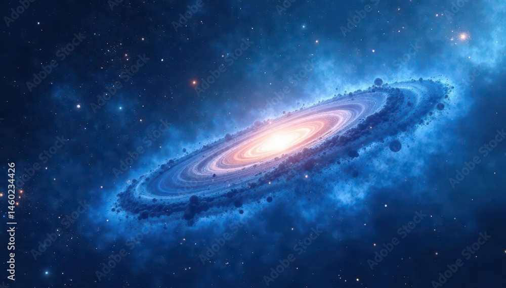 Abstract swirling blue nebula, cosmic dust particles in deep space, backdrop, light Abstract swirling blue nebula, cosmic dust particles in deep space, backdrop, light