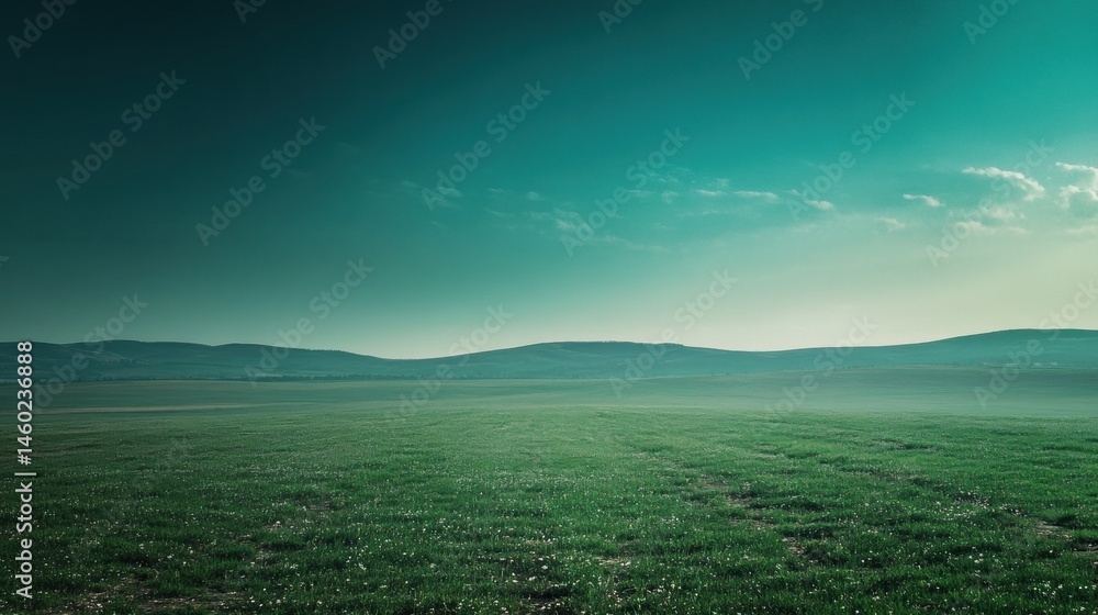 Obraz premium Vast, tranquil landscape bathed in teal hues.