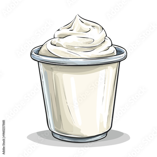 Yogurt Cup 2D flat vector illustration, isolated on a white background.