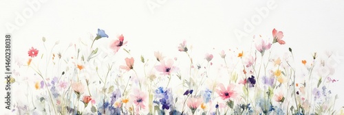 Delicate watercolor floral arrangement capturing the essence of a wildflower meadow
