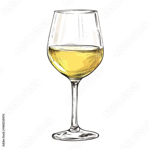 2D flat vector illustration of Wine Glass, isolated on a white background.