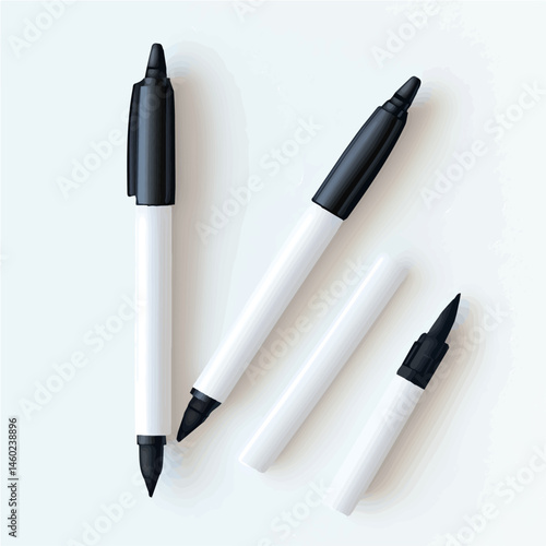 2D flat vector illustration of Whiteboard Markers, isolated on a white background.