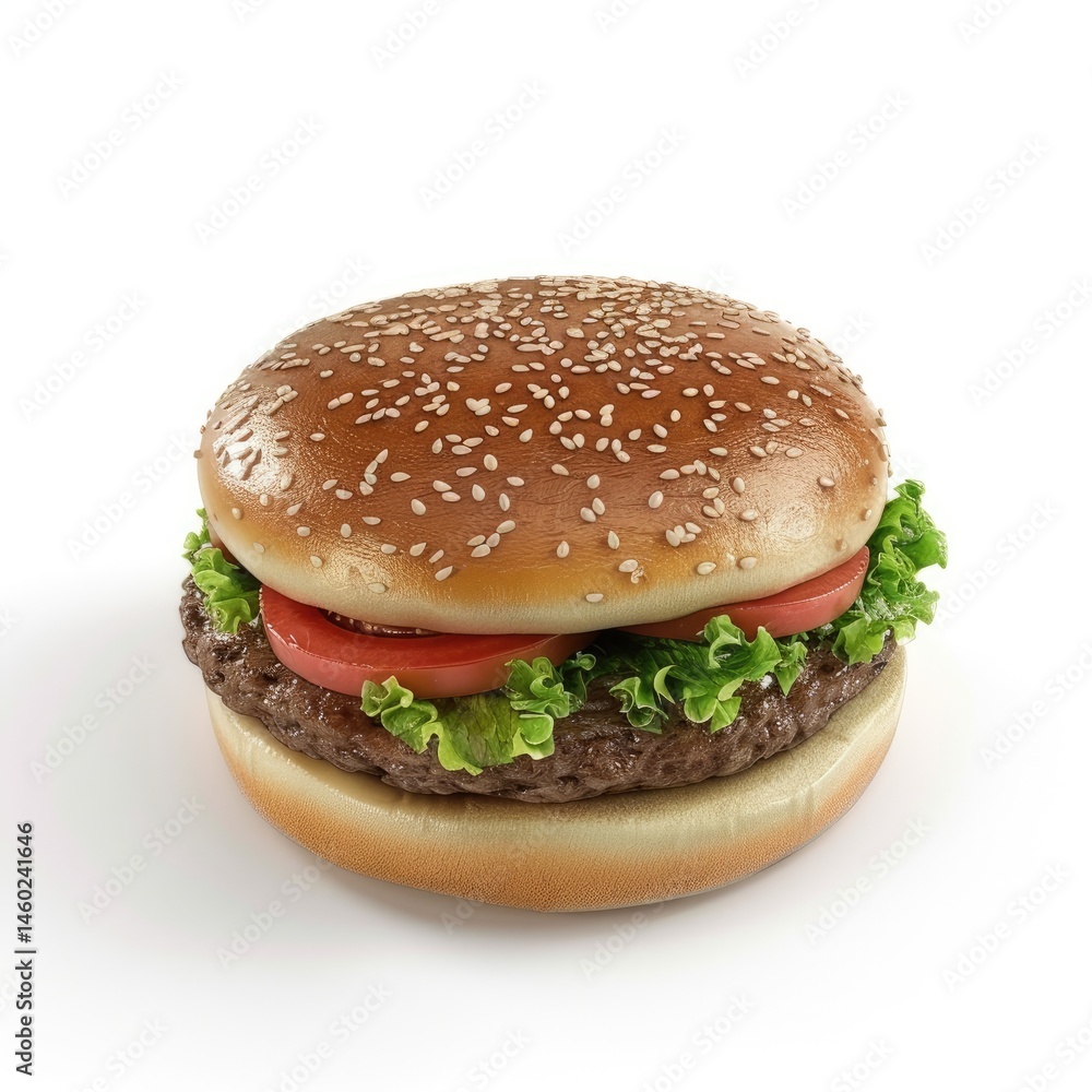 Close-up of a classic sesame seed hamburger. Close-up of a classic sesame seed hamburger.