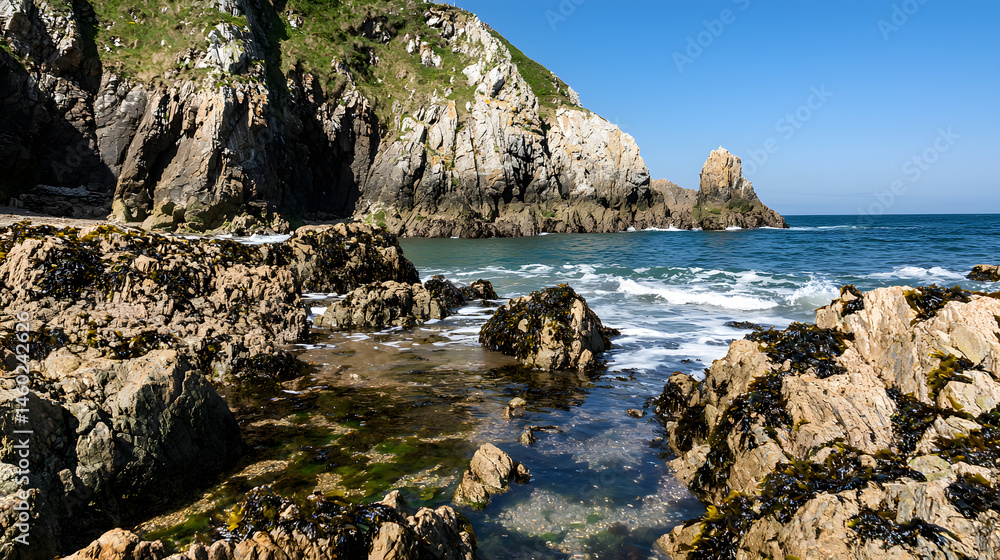 Fototapeta premium A Picturesque Rocky Coastline with Tide Pools and Cras 2e425ed9 8394 4a10 9b38 4837b245e2eb 3