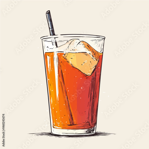 2D flat vector illustration of Soft Drink, isolated on a white background.