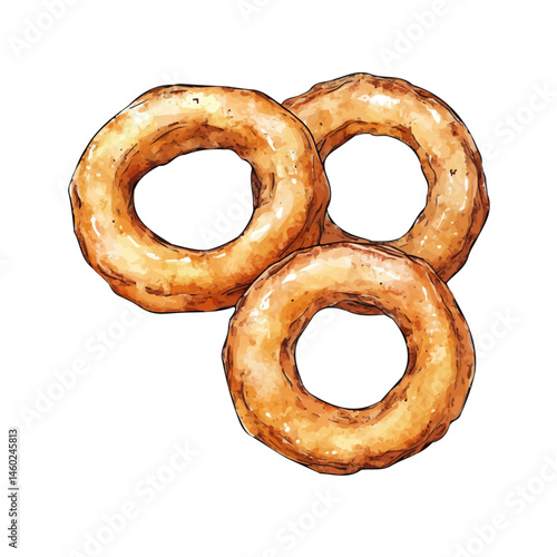Onion Rings 2D flat vector illustration, isolated on a white background.
