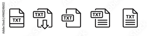 TXT file format icons set. TXT file download symbols collection. Vector illustration.