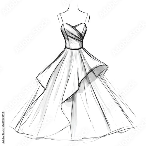 Dress 2D flat vector illustration, isolated on a white background.