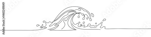 Waves continuous one line drawing. Hand drawn wave.