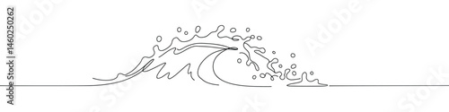 Waves continuous one line drawing. Hand drawn wave.