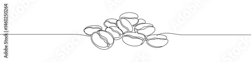 Coffee beans continuous one line drawing. Caffeine sign.