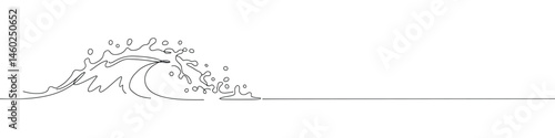 Waves continuous one line drawing. Hand drawn wave.