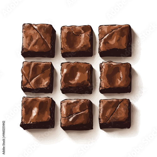 2D flat vector illustration of Brownie Squares, isolated on a white background.