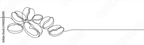 Coffee beans continuous one line drawing. Caffeine sign.